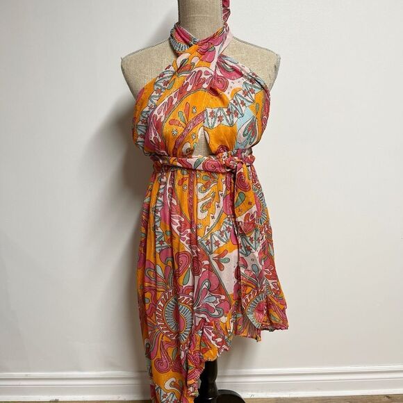 NWT Anthropologie “Sundress” Amina Marbella Havana Framboise Dress L Host Pick - Picture 4 of 6